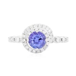 14KT White Gold 0.78 ctw Tanzanite and Diamond Ring