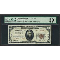 1929 $20 National Currency Note Columbus, Ohio CH# 7745 PMG Choice Very Fine 30E