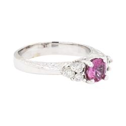 14KT White Gold 0.80 ctw Pink Sapphire and Diamond Ring