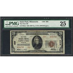 1929 $20 National Currency Note Saint Paul, Minnesota CH# 203 PMG Very Fine 25