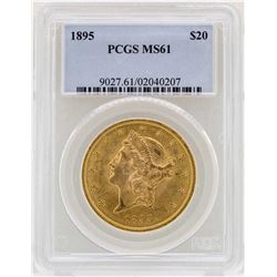 1895 $20 Liberty Head Double Eagle Gold Coin PCGS MS61