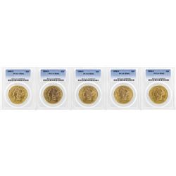 Lot of (5) 1898-S $20 Liberty Head Double Eagle Gold Coins PCGS MS61