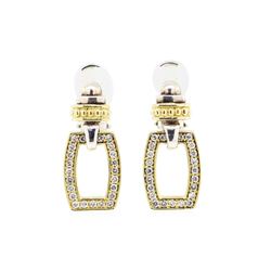 Sterling Silver and 18KT Yellow Gold 0.60 ctw Diamond Earrings