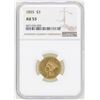 Image 1 : 1855 $3 Indian Princess Head Gold Coin NGC AU53