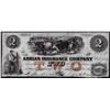 Image 1 : 1853 $2 The Adrian Insurance Company Obsolete Bank Note