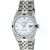 Image 2 : Rolex Men's Stainless Steel Diamond Lugs & Ruby Datejust Wristwatch