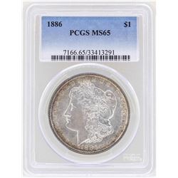 1886 $1 Morgan Silver Dollar Coin PCGS MS65