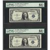 Image 1 : Lot of (2) Consecutive 1935E $1 Silver Certificate STAR Notes PMG Choice Unc. 64