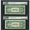 Image 2 : Lot of (2) Consecutive 1935E $1 Silver Certificate STAR Notes PMG Choice Unc. 64