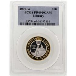 2000-W $10 Library of Congress Bimetallic Coin PCGS PR69DCAM