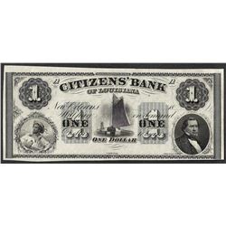 1800's $1 Citizens Bank of Louisiana Obsolete Note