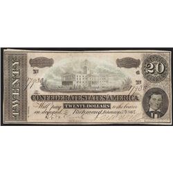 1864 $20 Confederate States of America Note