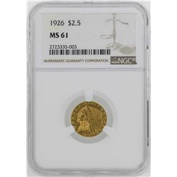 1926 $2 1/2 Indian Head Quarter Eagle Gold Coin NGC MS61