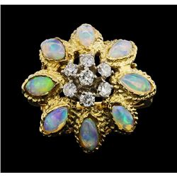 18KT Yellow Gold 2.00 ctw Opal and Diamond Ring