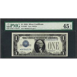 1928 $1 Funnyback Silver Certificate STAR Note PMG Choice Extremely Fine 45EPQ