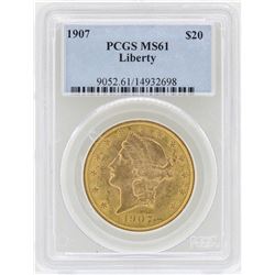 1907 $20 Liberty Head Double Eagle Gold Coin PCGS MS61