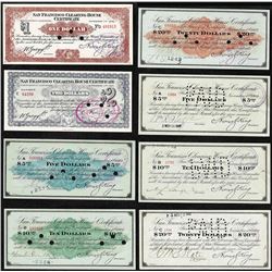 Set of (8) 1907 San Francisco Clearing House Stock Certificates