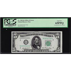 1950A $5 Federal Reserve Note 3 Digit Mismatched Serial Number ERROR PCGS Gem 65