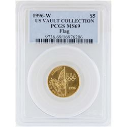 1996-W $5 US Vault Collection Flag Commemorative Gold Coin PCGS MS69