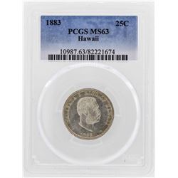 1883 Kingdom of Hawaii Quarter Coin PCGS MS63