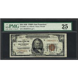 1929 $50 Federal Bank of San Francisco Note Fr.1880-L PMG Very Fine 25