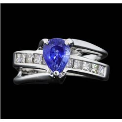 14KT White Gold 1.78 ct. Blue Sapphire and Diamond Ring