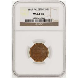 1927 Palestine 1 Mil Coin NGC MS64RD