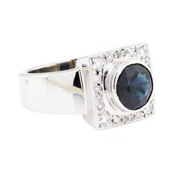 14KT White Gold 2.96 ctw Sapphire and Diamond Ring