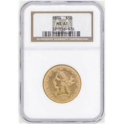 1894 $10 Liberty Head Eagle Gold Coin NGC MS61