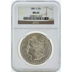 1881-S $1 Morgan Silver Dollar Coin NGC MS65