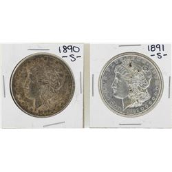 Lot of 1890-S & 1891-S $1 Morgan Silver Dollar Coins