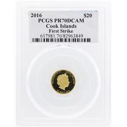 2016 $20 Cook Islands Gold Coin PCGS PR70DCAM First Strike Reagan Legacy