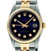 Image 1 : Rolex Men's Two Tone 14K Blue Vignette Diamond 36MM Datejust Wriswatch