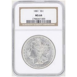 1881 $1 Morgan Silver Dollar Coin NGC MS64