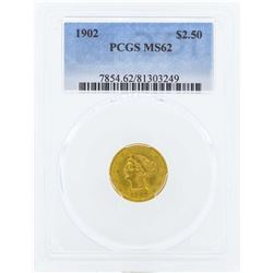 1902 $2 1/2 Liberty Head Quarter Eagle Gold Coin PCGS MS62