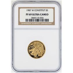 1987-W $5 Constitution Commemorative Gold Coin NGC PF69 Ultra Cameo