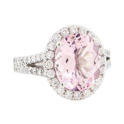 14KT White Gold 3.62 ctw Morganite and Diamond Ring