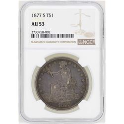 1877-S $1 Trade Silver Dollar Coin NGC AU53