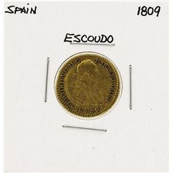 1809 Ferdinand VII Spanish Escudo Gold Coin