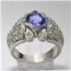 Image 6 : 14KT White Gold 2.50 ctw Tanzanite and Diamond Engagement Ring