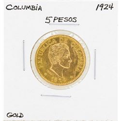 1924 Columbia 5 Pesos Gold Coin