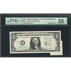 1977 $1 Federal Reserve Note ERROR Fold Over Butterfly Fold PMG AU 55EPQ