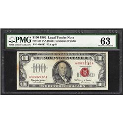 1966 $100 Legal Tender Note Fr.1550 PMG Choice Uncirculated 63