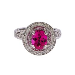 18KT White Gold 2.00 ctw Pink Topaz and Diamond Ring