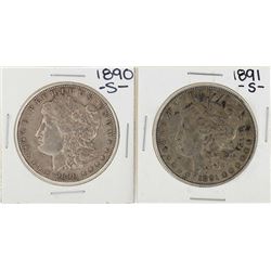 Lot of 1890-S & 1891-S $1 Morgan Silver Dollar Coins