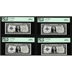 (4) Consecutive 1928B $1 Funnyback Silver Certificate Notes Fr.1602 PCGS Gem New