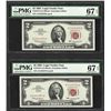 Image 1 : Lot of (2) Consecutive 1963 $2 Legal Tender Notes PMG Superb Gem Uncirculated 67