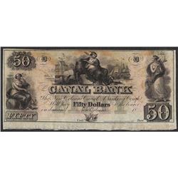 1800's $50 Canal Bank New Orleans Obsolete Note