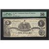 Image 1 : 1861 $5 Confederate States of America Note T-36 PMG About Uncirculated 50