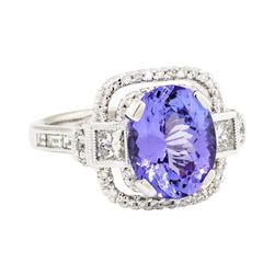 14KT White Gold 3.33 ctw Tanzanite and Diamond Ring